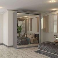 Modern Sliding Wardrobe Full Mirror with Long LED Light 150cm x 216cm