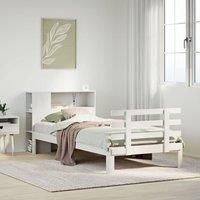 Bookcase Bed without Mattress White 100x200cm Solid Wood Pine