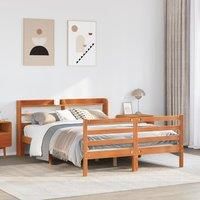 Bed Frame without Mattress Wax Brown 135x190 cm Double Solid Wood Pine