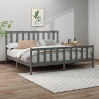 Bed Frame Grey Solid Wood Pine 200x200 cm