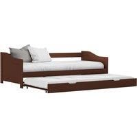 Pull-out Sofa Bed Frame Dark Brown Pinewood 90x200 cm