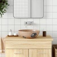 Countertop Basin Brown and Blue Round 41x14 cm Ceramic