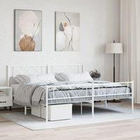 Metal Bed Frame with Headboard and Footboard White 183x213 cm