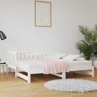 Pull-out Day Bed White 2x(80x200) cm Solid Wood Pine