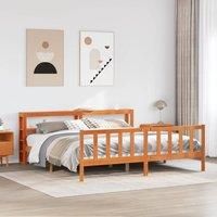 Bed Frame with Headboard without Mattress Wax Brown 180x200 cm Super King