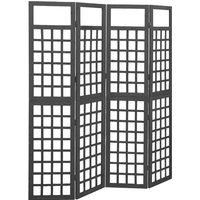 4-Panel Room Divider/Trellis Solid Fir Wood Black 161x180 cm