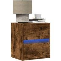 Wall-mounted Bedside Cabinets with LED Lights 2 pcs Smoked Oak