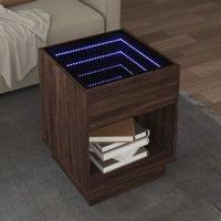 Coffee Table with Infinity LED Brown Oak 40x40x50 cm