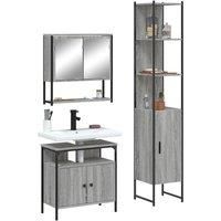 3 Piece Bathroom Furniture Set Grey Sonoma Engineered Wood