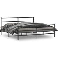 Berkfield Home Metal Bed Frame without Mattress with FootboardBlack 193x203cm in Black | Size: 193x203 cm
