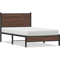 Metal Bed Frame without Mattress Brown Oak 100x200 cm