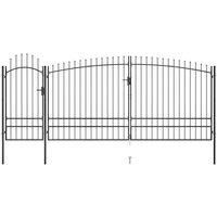 Garden Fence Gate with Spear Top 5x2.45 m Black