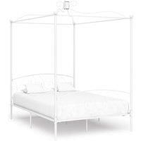 Canopy Bed Frame White Metal 140x200 cm