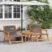 Garden Chairs with Table 3 pcs Grey Solid Wood Acacia