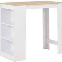 Bar Table with Shelf White 110x50x103 cm