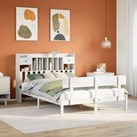 Bookcase Bed without Mattress White 160x200 cm Solid Wood Pine