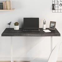 Table Top Dark Grey 100x60x(2-4) cm Treated Solid Wood Oak