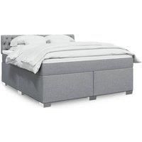 Box Spring Bed with Mattress Light Grey 180x200 cm Fabric