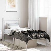 Berkfield Home Metal Bed Frame without Mattress with Headboard White 80x200cm | Size: 80x200 cm