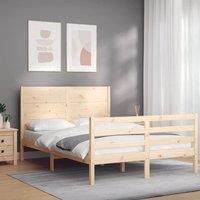 Bed Frame with Headboard Double Solid Wood