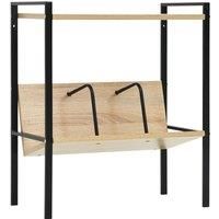 2-Layer Book Shelf Black and Oak 52x28x59 cm Engineered Wood
