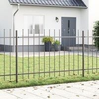 Garden Fence with Spear Top - Grey, 8.5 x 0.8 m, Made of Steel