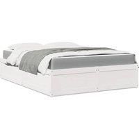 Bed with Mattress White 160x200 cm Solid Wood Pine