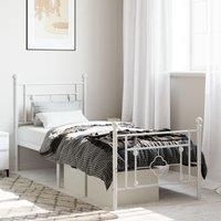 Metal Bed Frame without Mattress with Footboard White 80x200cm