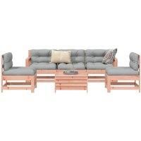 6 Piece Garden Sofa Set Solid Wood Douglas Fir