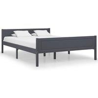 Bed Frame Solid Pinewood Grey 160x200 cm