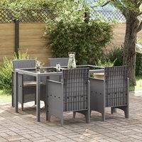 Garden Chair Set of 4 Light grey, Taupe cushions