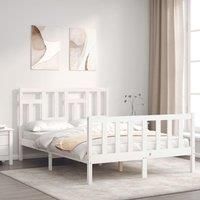 Bed Frame with Headboard White 140x200 cm Solid Wood