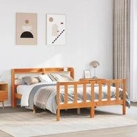 Bed Frame with Headboard without Mattress Wax Brown 140x200 cm