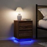 Bedside Cabinets with LED Lights2 pcs Brown Oak 38x34x50 cm