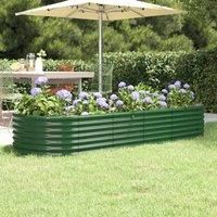 Garden Raised Bed Powder-coated Steel 224x80x36 cm Green