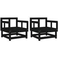 Garden Chairs 2 pcs Black Solid Wood Pine
