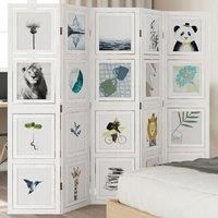 Room Divider 5 Panels White Solid Wood Paulownia