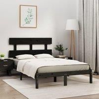 Bed Frame Black Solid Wood 200x200 cm