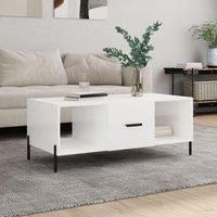 Coffee Table High Gloss White 102x50x40 cm Engineered Wood