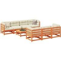 8 Piece Garden Sofa Set Wax Brown Solid Wood Pine