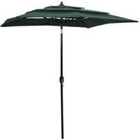 3-Tier Parasol with Aluminium Pole Green 2x2 m