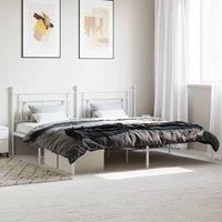 Metal Bed Frame without Mattress with Headboard White 193x203cm