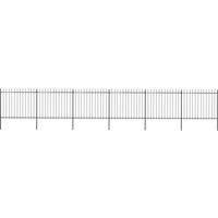 Garden Fence with Spear Top Steel 10.2x1.5 m Black