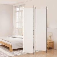 4-Panel Room Divider White 200x220 cm Fabric