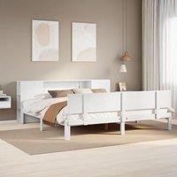 Bookcase Bed without Mattress White 180x200 cm Super King Solid Wood Pine