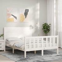 Bed Frame with Headboard White 140x200 cm Solid Wood