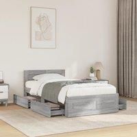 Bed Frame with Headboard without Mattress Concrete Grey 90x200 cm