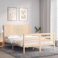Bed Frame with Headboard 120x200 cm Solid Wood