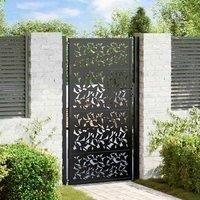 Garden Gate Black 105x180 cm Steel Leaf Design