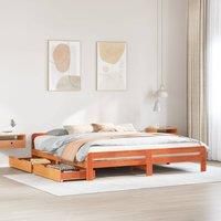Bed frame without Mattress Wax Brown 200x200 cm Solid Wood Pine